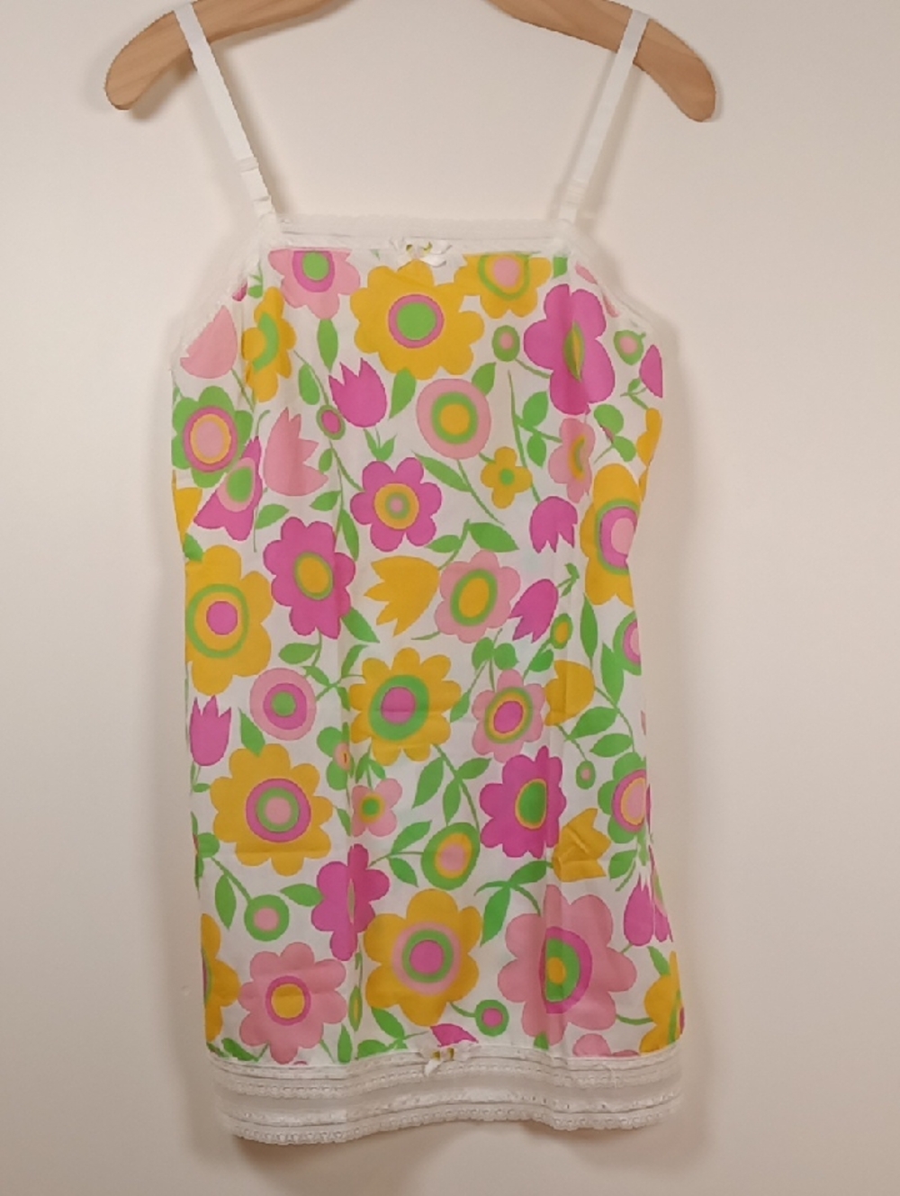 Vintage Flower Power Cotton Slip Chemise